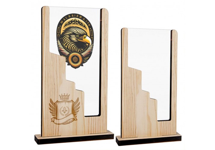 Premio personalizado metacrilato y madera con escudo logotipo 1121