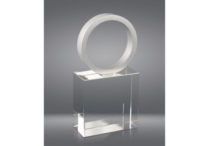 Premio de cristal grabado aro de aluminio 1050