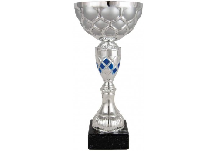 Copa deportiva plateada y azul Copa deportiva plateada y azul