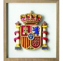 Marco escudo bandera de España color GRABADA en cuadro