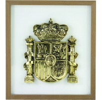 Marco escudo bandera de España oro GRABADA en cuadro