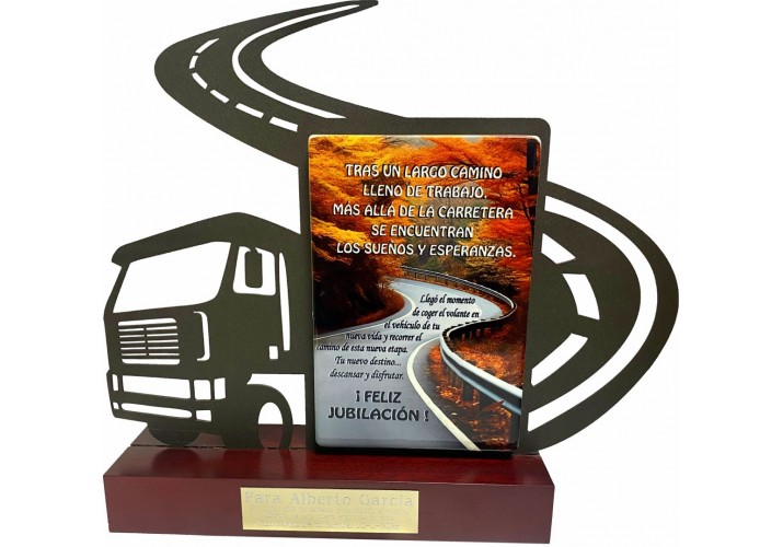 Regalo para jubilación camionero trasportista PERSONALIZADO figura con dedicatoria jubilado