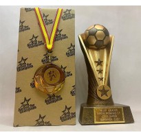Trofeo fútbol barato balón oro para equipos niños