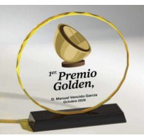 Cristal grabado forma ovalada dorado personalizado FS-2608 Cristal grabado forma ovalada dorado personalizado FS-2608