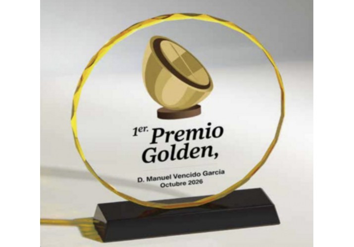Cristal grabado forma ovalada dorado personalizado FS-2608 Cristal grabado forma ovalada dorado personalizado FS-2608