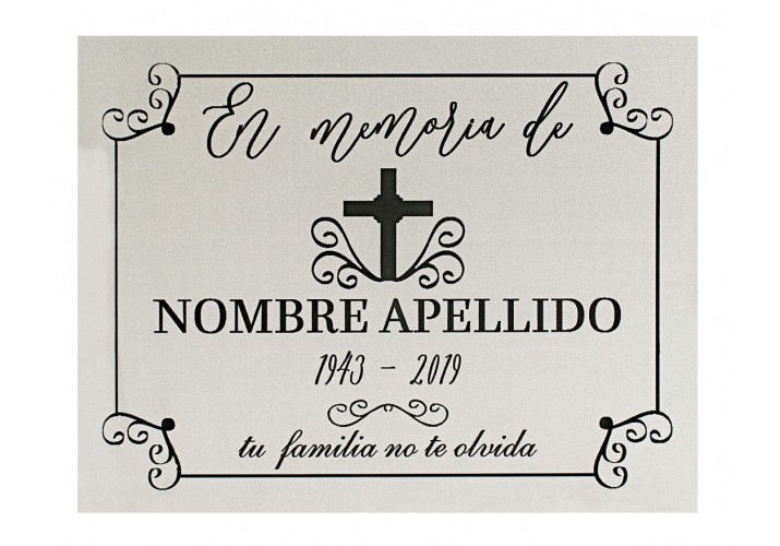 Placa grabada para cementerio ALUMINIO PLATEADO barata ap-0105-1