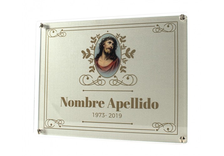 Placa grabada para cementerio METACRILATO Y ALUMINIO ap-0202