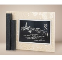 Placa conmemorativa en piedra y metal 97055 grabada