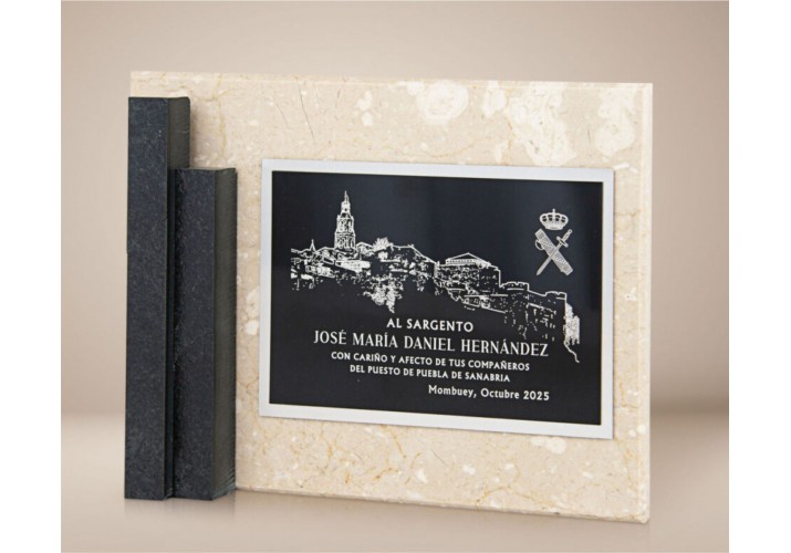 Placa conmemorativa en piedra y metal 97055 grabada