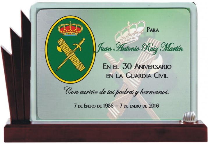 Placa de homenaje en CRISTAL 9704500 guardia civil
